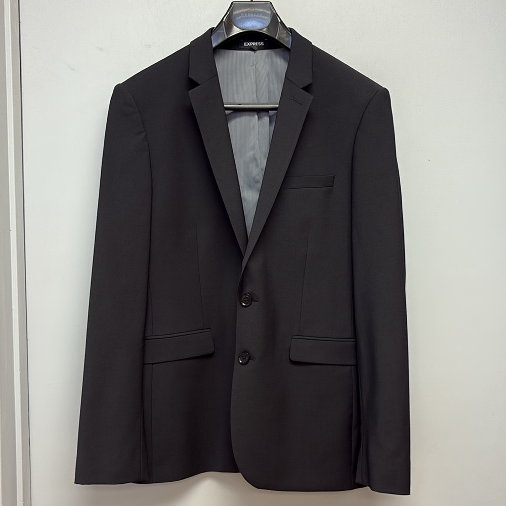 Express Men’s Extra Slim Black Wool-Blend Modern Tech Suit Jacket 38R - Picture 4 of 8